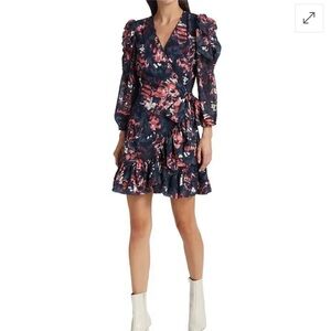 NWT Tanya Taylor Sasha Floral Wrap Dress - Marine Navy, size US 6